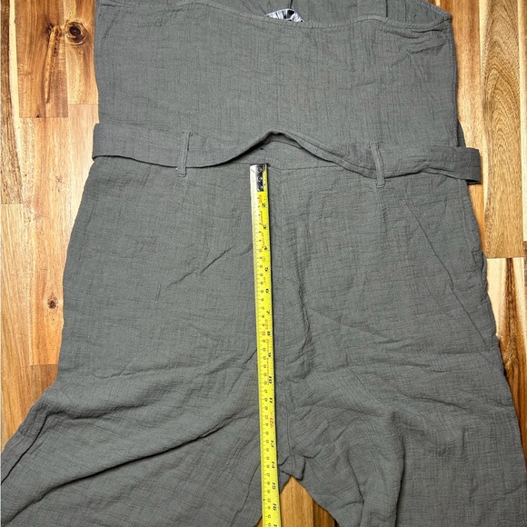 ZARA Womens Olive Green Gauze Button Up Belted Straight Leg The Maya Jumpsuit Md - Picture 11 of 14